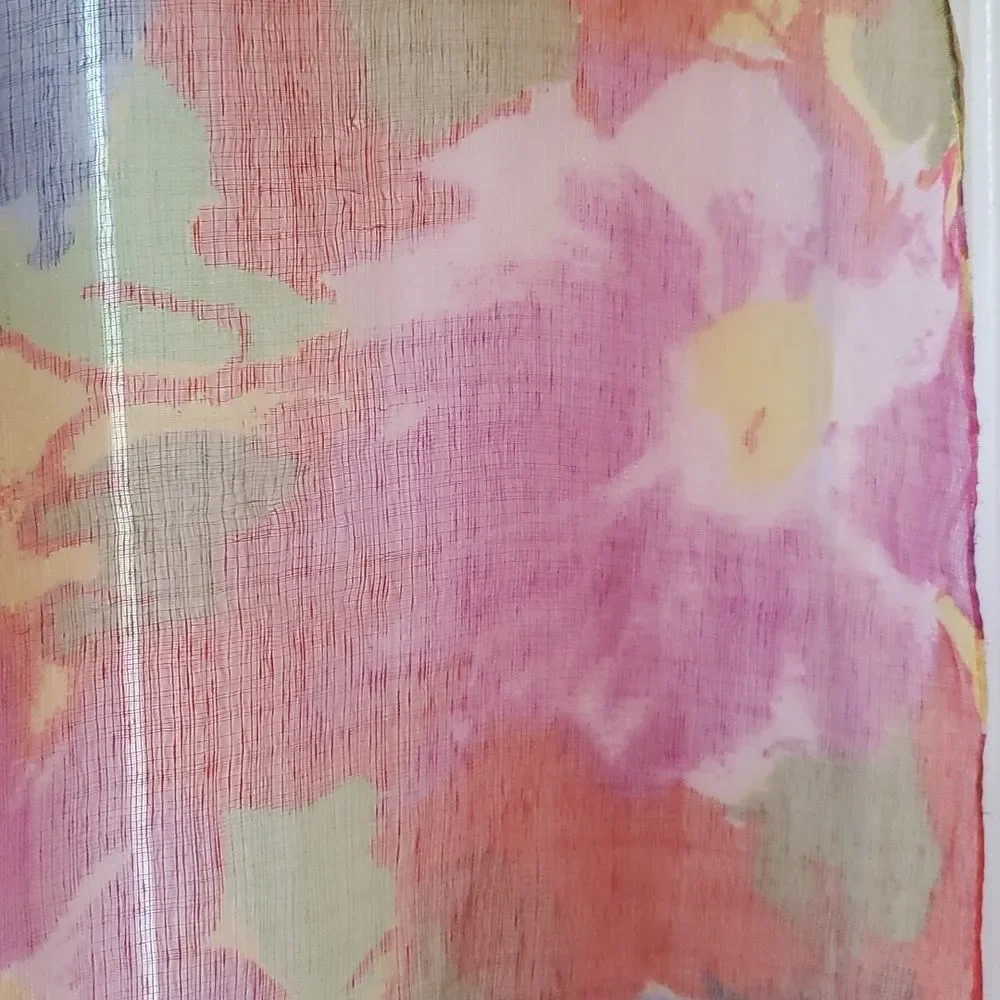 EYEFUL SHEER FLORAL SCARF WRAP RED BLUE YELLOW PINK GREEN